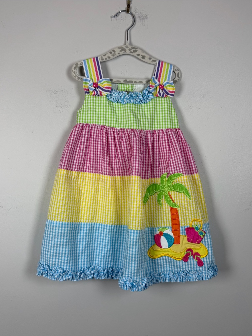 Emily Rose Girl’s Tank Beach Appliqué Color Block Tropical Casual Dress Size 2T